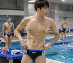 アリーナarena練習水着　タフスーツ　競パン　黒×青のサムネイル