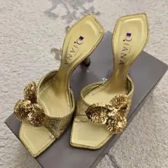 【値下げ】DIANA ダイアナ 23.0cm ゴールド ミュール