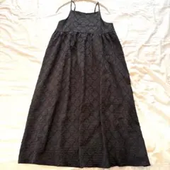 CPCM シーピーシーエム ジャガード キャミワンピ ロング 黒 Fのサムネイル