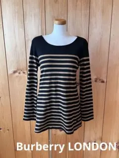 バーバリーロンドン/ニット/セーター/トップス/ブラック×ベージュ/1/ウール