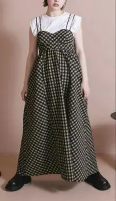 【美品】KBF　チェック柄キャミワンピース フリーサイズ