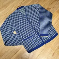 70's vintage チェック カーディガン