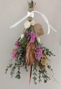 ★saleユーカリとスターチスドライフラワースワッグ（ユーカリ、プロテア、リース