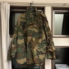 米軍実物 80s M-65 3rd ブラスジップ L-R ウッドランドカモ