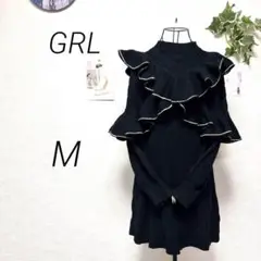 8348-1 グレイル GRL フリルリブニットワンピース M フェミニン