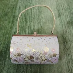 花柄装飾円形和装用バッグ