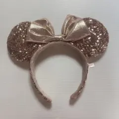 ミニー　スパンコール　ピンクゴールド　カチューシャ　ディズニー