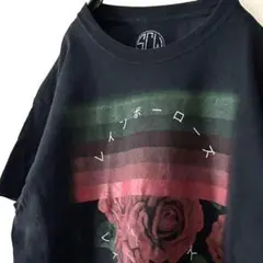 SCW レインボーローズ 薔薇 フラワー Tシャツ ブラック 黒 古着