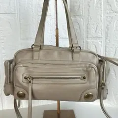russnt mestreレザー ショルダーバッグ グレージュ - メルカリ