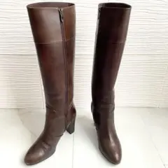 定番✨DIANA ロングブーツ 太ヒール 25cm ブラウン 本革 サイドジップのサムネイル