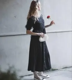 【BONLECILL noir】ドットチュールペプラム　セットアップドレス