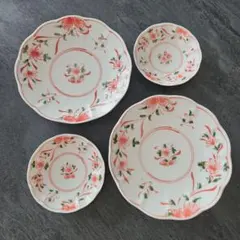 波佐見焼　光玉陶苑　赤絵　銘々皿 和食器 計４枚のサムネイル