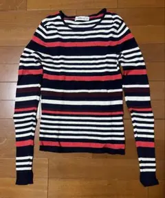 ZARA ザラ　ボーダーニット KNIT M 赤 ネイビー カットソー トップス