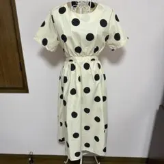 水玉模様 半袖シャツワンピース