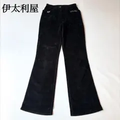 伊太利屋 イタリヤ フレアパンツ ベロア ブラック レーヨン シンプル ロゴのサムネイル