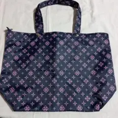 ネイビー 幾何学模様 　 トートバッグ　ラシット
