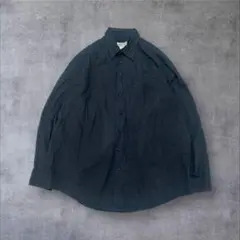 【90s】US輸入アメリカ古着無地ブラックメンズ長袖シャツアメカジXXL