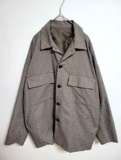 チェック柄 ボタン付きシャツジャケット　XL