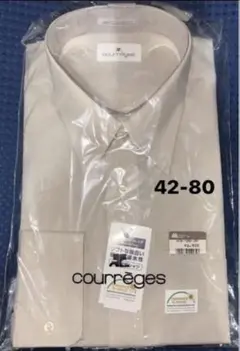 ⑤【courreges】長袖ワイシャツ 42-80クレージュ新品未使用ベージュ系のサムネイル