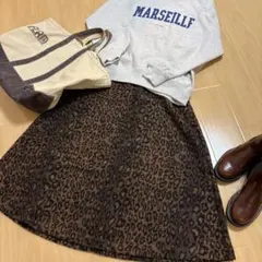 FURRYRATE ウールレオパードフレアスカート