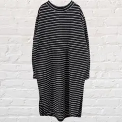グラシア 長袖 カットソー ワンピース ボーダー柄 テールカット ボリューム袖