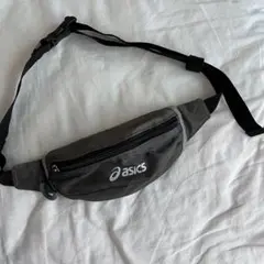 美品＊asics アシックス　グレー ウエストポーチ　ランニング