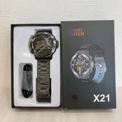 【ベルト２本付き】スマートウォッチ　軍用規格 大画面　Bluetooth5.3