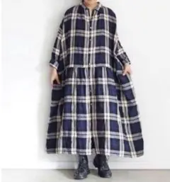 未使用✨ICHI イチアンティーク✨リネンコットンビッグチェック ワイドシャツ ICHI Antiquites (イチアンティークス) リネンタータンチェック