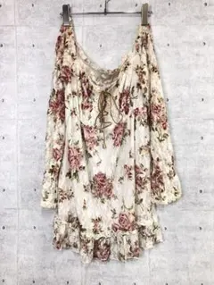 VISALIA 甘ロリ ガーリー ギャル 古着 花柄 レースアップ ワンピースのサムネイル