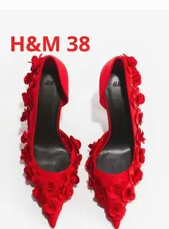 【オンライン完売】H&M フラワー モチーフ パンプス 38のサムネイル