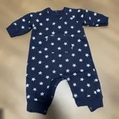 プチバトー　トレーナー素材　ネイビー 星柄ロンパース 70cm