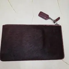 COACH ダークブラウン レザーポーチ