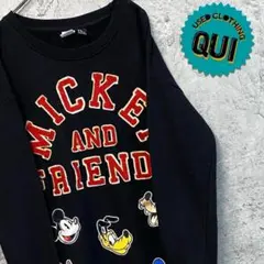 レア USA古着◯ディズニーミッキー ミニー 刺繍 スウェットトレーナー M