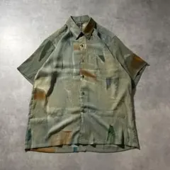 ヴィンテージ グリーン アートパターン レトロ モード デザイン シャツ