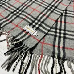 【極美品】Burberry バーバリー　ノバチェック　カシミヤ　マフラー　グレー
