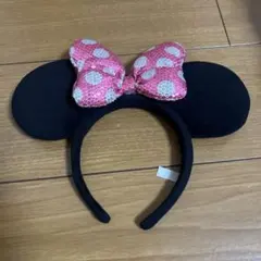 ミニー カチューシャ スパンコール ピンク