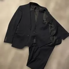 SUIT SELECTダークネイビー ストライプ　ビジネススーツ 3ピース　Y7