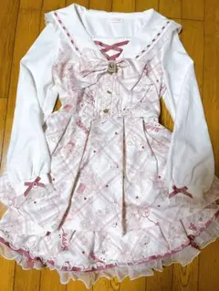 【最安値】lizlisa Sewing Bear柄 セットアップ 長袖 ホワイト