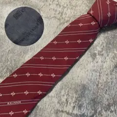 AN172 BALMAIN ワインレッド シルク ネクタイのサムネイル