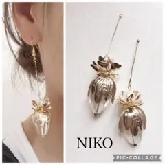 【521】new クリアフラワーガラスパールピアスイヤリング