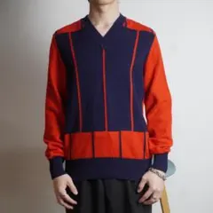 GIVENCHY ストライプ柄Vネックニットセーター レッド/TW417のサムネイル