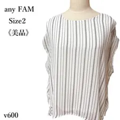 【美品】エニィファム ストライプ柄ドルマンブラウス プルオーバー シアー素材