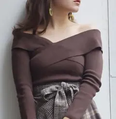 【堀田茜×MERCURYDUO】ロングスリーブクロスニット　フリーサイズ