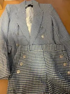 ZARA ザラ 水色ギンガムチェックセットアップ XSサイズ