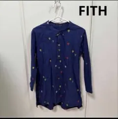 FITH 110cm ネイビー　刺繍　シャツワンピース　秋春のサムネイル