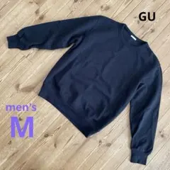【men's】GU スウェットシャツ（長袖）　トレーナー　裏起毛　ブラック　M