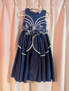 発表会　ドレス　ネイビー刺繍　120センチ