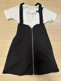 黒いジッパー付きジャンバースカート 140 ピンクハント　S