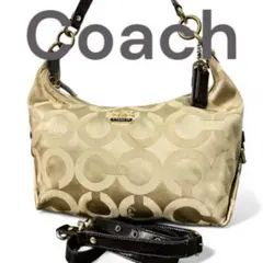 美品✨ coach コーチ　2way　バッグ　オプアート　三日月型　レザー