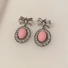 Fiola la Flore girly rose リボンオーバルピアス